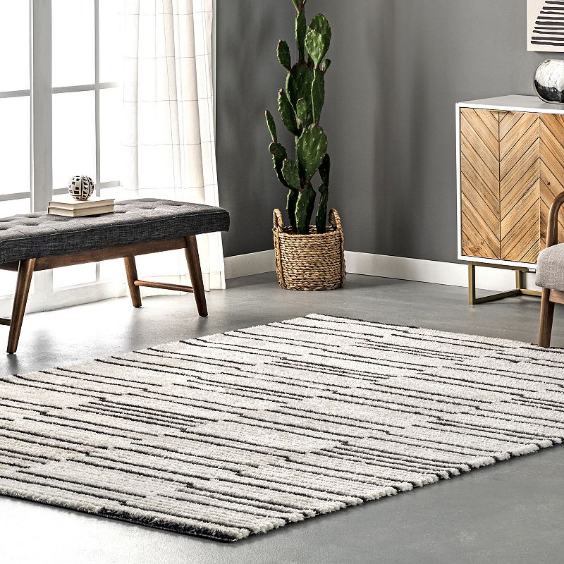 nuLoom Liz Textured Soft Shaggy Stripes Area Rug