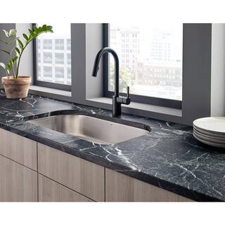 MOEN Align Single-Handle Pull-Down Sprayer Kitchen Faucet with Reflex and Power Clean in Matte Black 7565BL