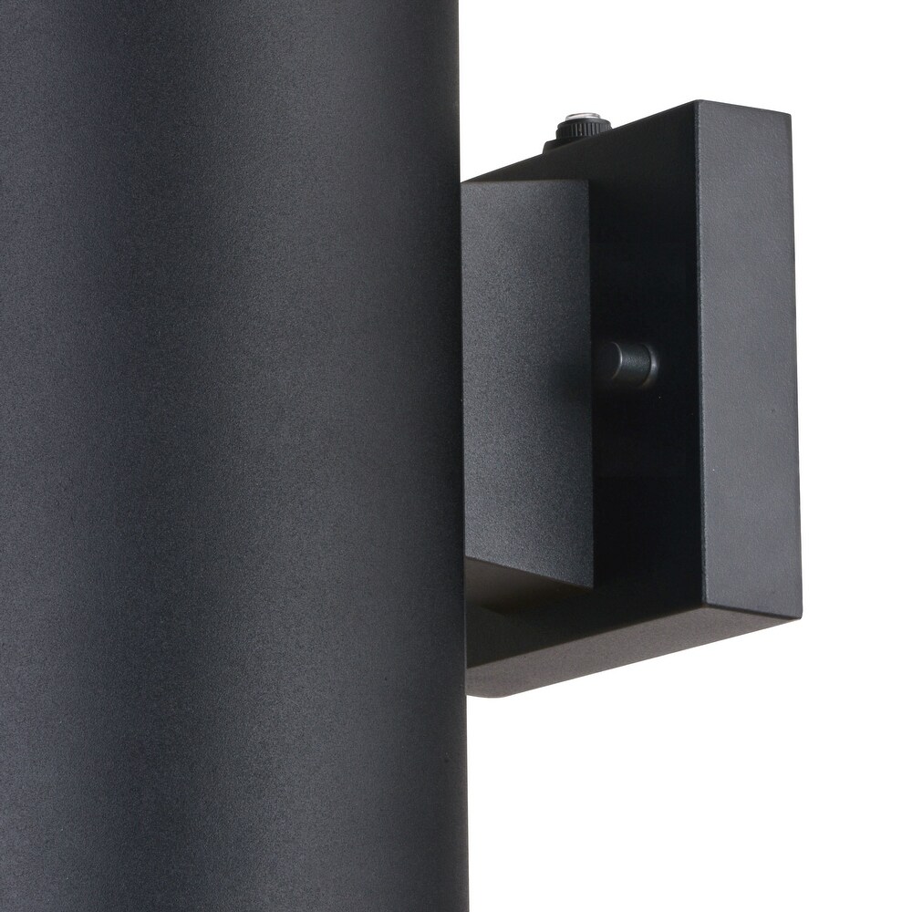 Chiasso Aluminum 2 Light Dusk to Dawn Black Contemporary Outdoor Tube Wall Light   5 in. W x 14.25 in. H x 7.5 in. D