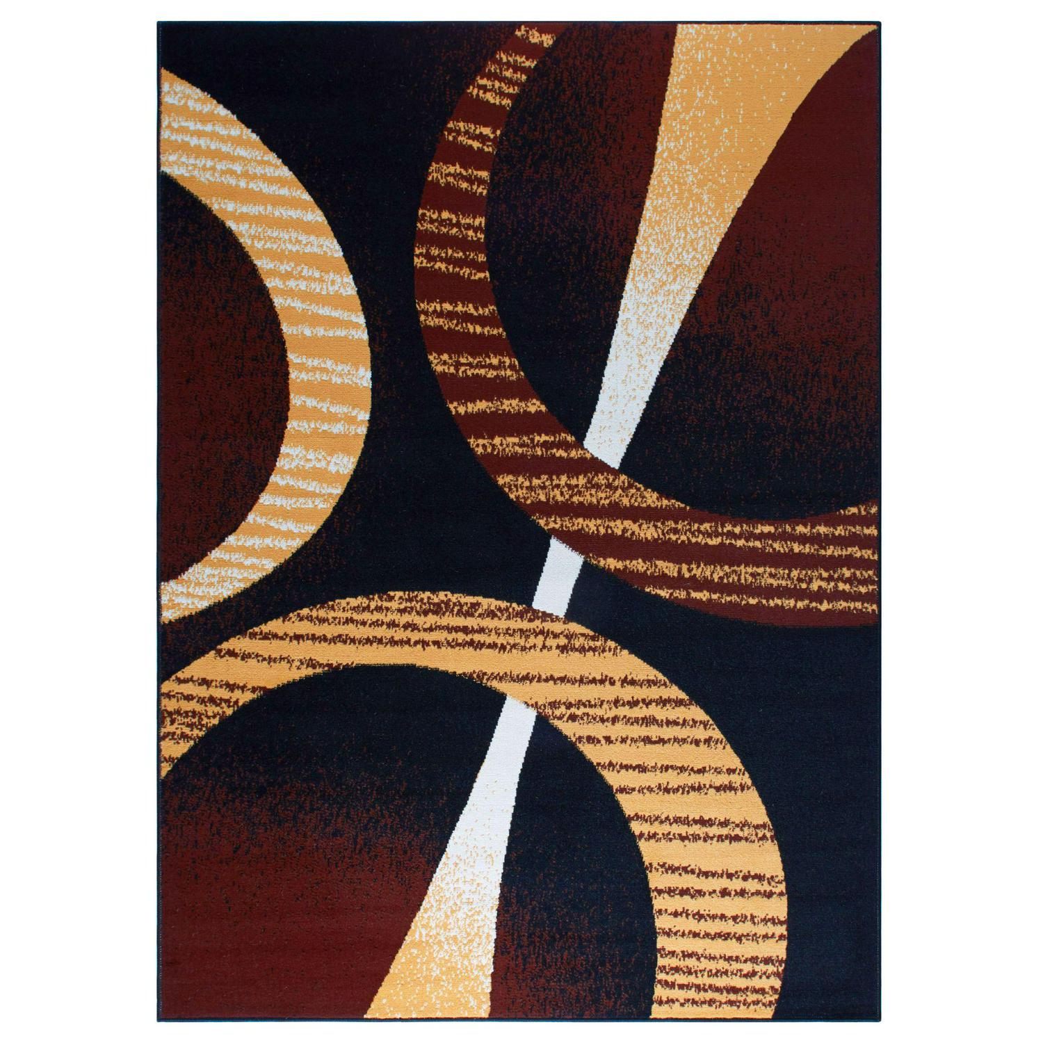 Home Dynamix Premium Indus Contemporary Geometric Area Rug， Black/Brown， 52 x74