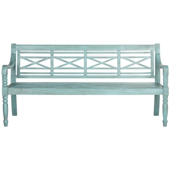 SAFAVIEH Outdoor Living Karoo Beach House Blue Bench