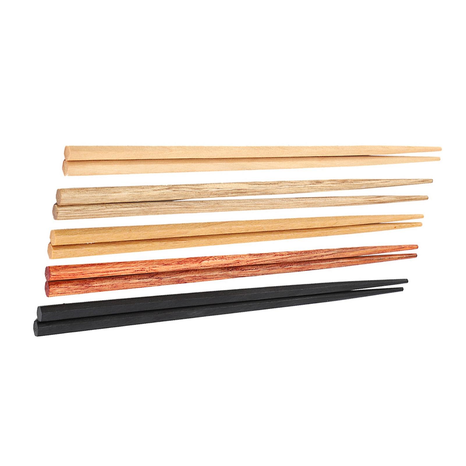 5pcs Multicolored Natural Logs Wooden Paint Handmade Reusable Chopsticks With Gift Box