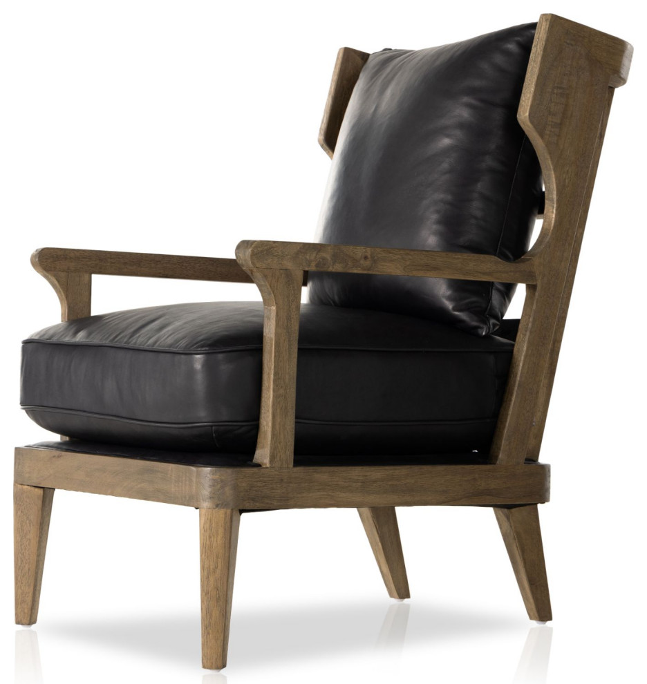 Lennon Heirloom Black Leather Chair   Midcentury   Armchairs And Accent Chairs   by Zin Home  Houzz