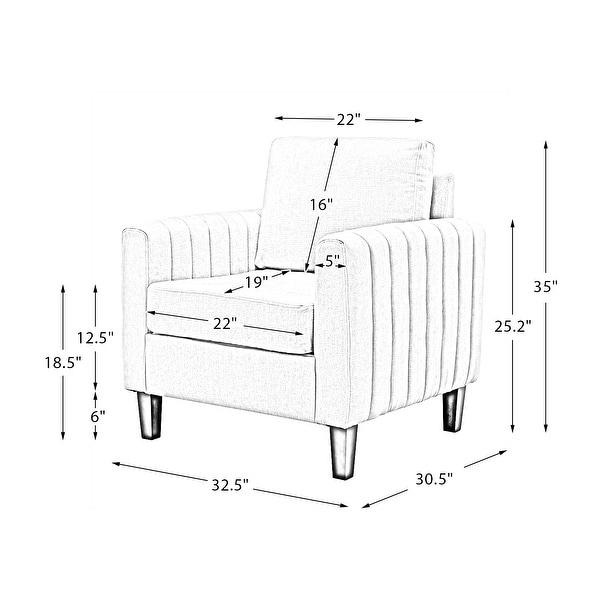 Ganymedes Upholstered Accent Club Chair with Wood Legs by HULALA HOME