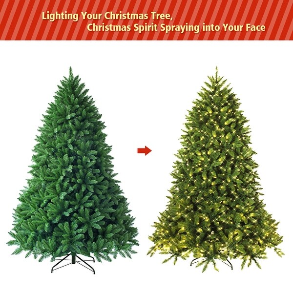 Gymax 5Ft Prelit Christmas Tree Hinged Fir Tree w/ 8 Flash Modes LED