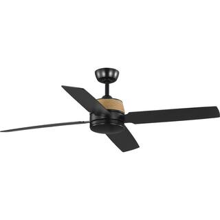 Progress Lighting Schaffer II Collection 56 in. 4-Blade Indoor Integrated LED Matte Black Modern Ceiling Fan with Light P250097-31M-30