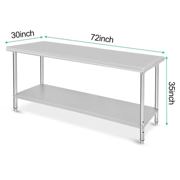 Stainless Steel Table for Prep and Work 72 x 30 x 35 Inch