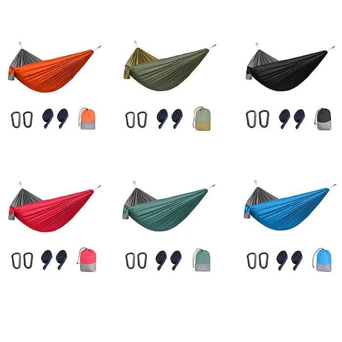 Hot selling Outdoor Portable Parachute Nylon Camping Hammock Hiking gear Folding hammock