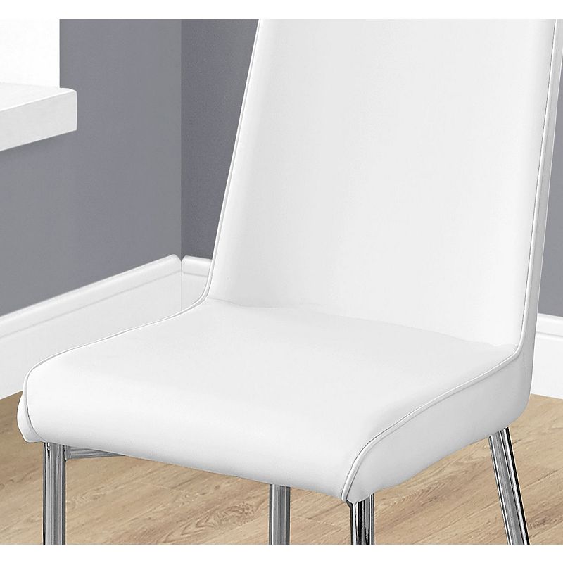 Set of 2 White and Silver Contemporary Upholstered Dining Chairs 37