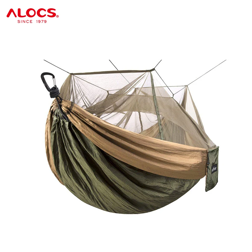 Alocs Portable Double Hammock with Net 2 Person Hammock Tent with 2*10ft Straps Best for Outdoor Hiking Survival Travel