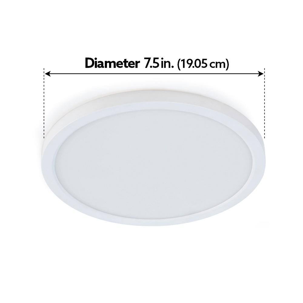 Feit Electric 7.5in. 10.5-Watt 800 Lumen Dimmable White Integrated LED Round Flat Panel Light Ceiling Flush Mount w Color Change 5CCT 742066WYCA