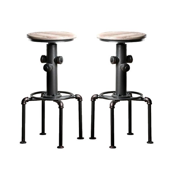 Set of 2 Bar Stool in Antique Black and Natural Tone