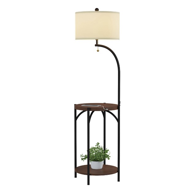 Floor Lamp End Table includes Led Light Bulb Modern Rustic