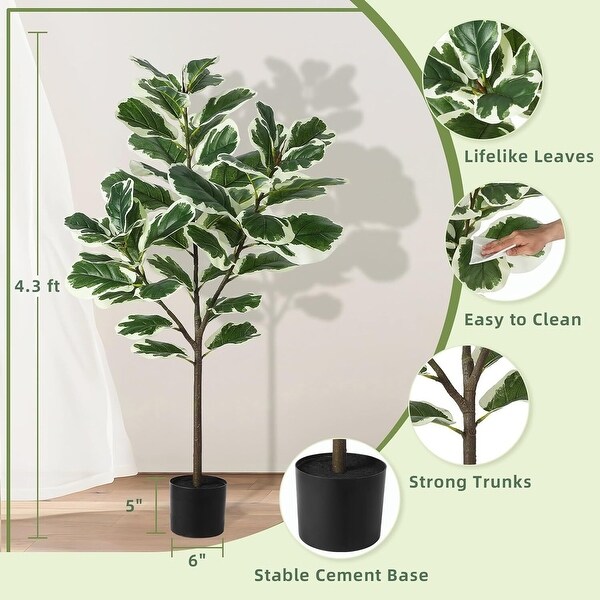 Faux Fiddle Leaf Fig Tree，4.3 Ft