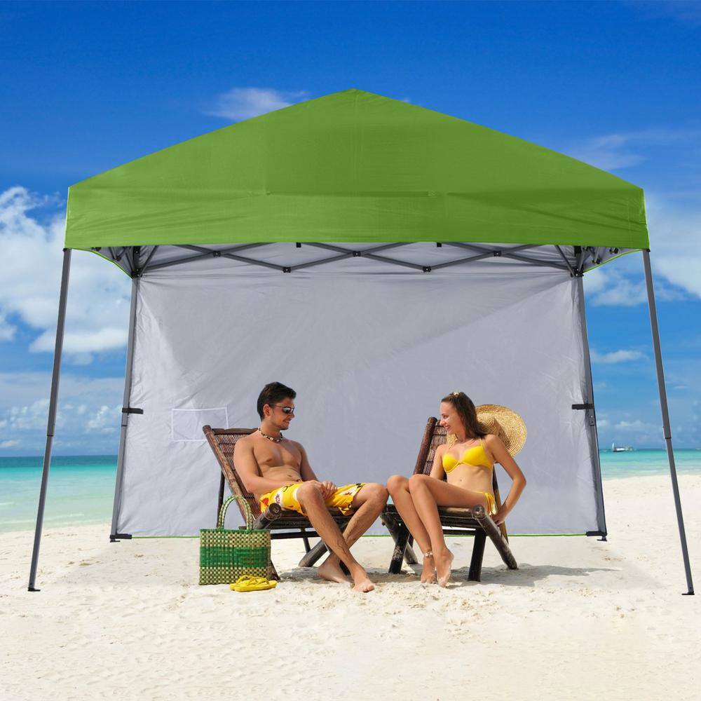 ABCCANOPY 8 ft. x 8 ft. Green Pop Up Canopy Tent Slant Leg with 1 Sidewall and 1 Backpack Bag AHXJ1W-8FTGrassGreen