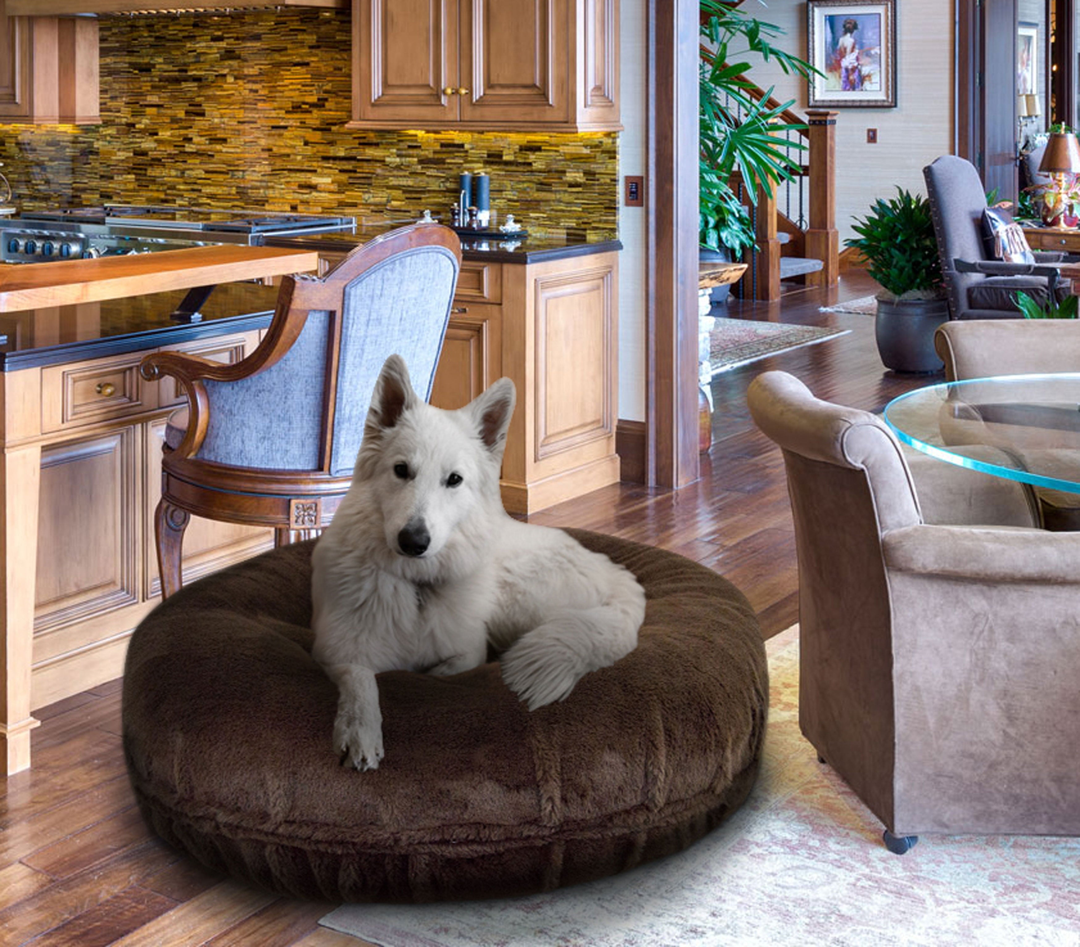 Bessie and Barnie Signature Short Shag Brown Fox Luxury Extra Plush Faux Fur Bagel Pet Bed