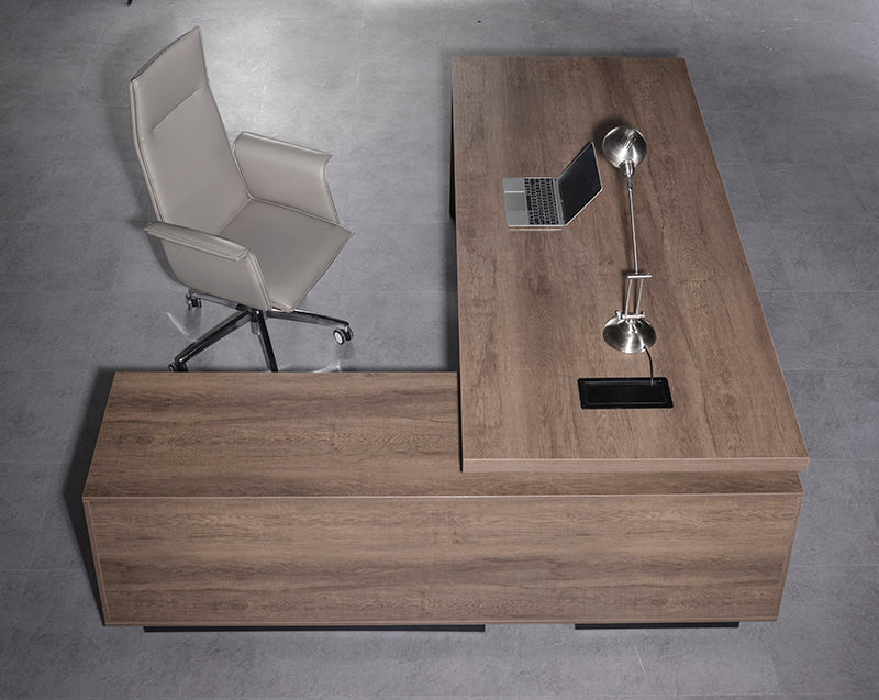 BALDER Executive Desk with Right Return 1.8-2.0M - Warm Oak & Black