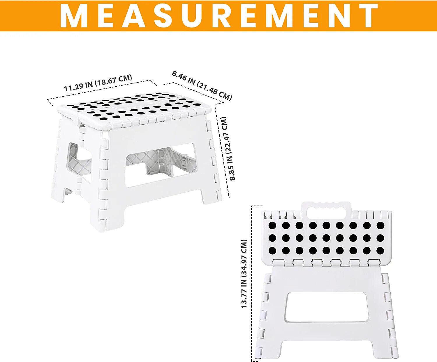 9 11 13 Folding Step Stool for Adults and Kids Holds Up to 300 lbs ,Non-Slip Folding Stools with Portable Handle, Compact Plastic Foldable Step Stool for Bathroom,Bedroom, Kitchen