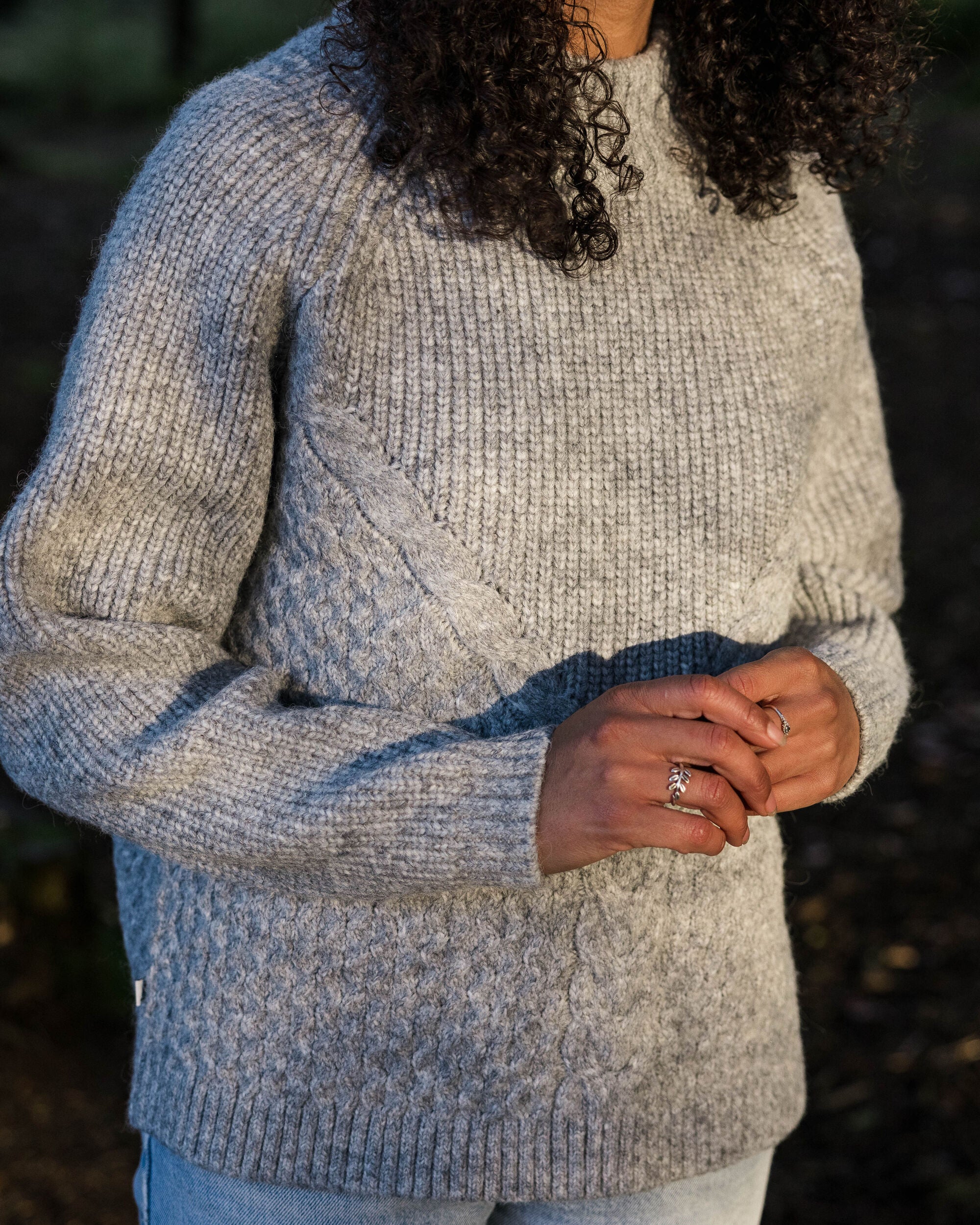 Cozy Cable Recycled Knitted Jumper - Grey Marl