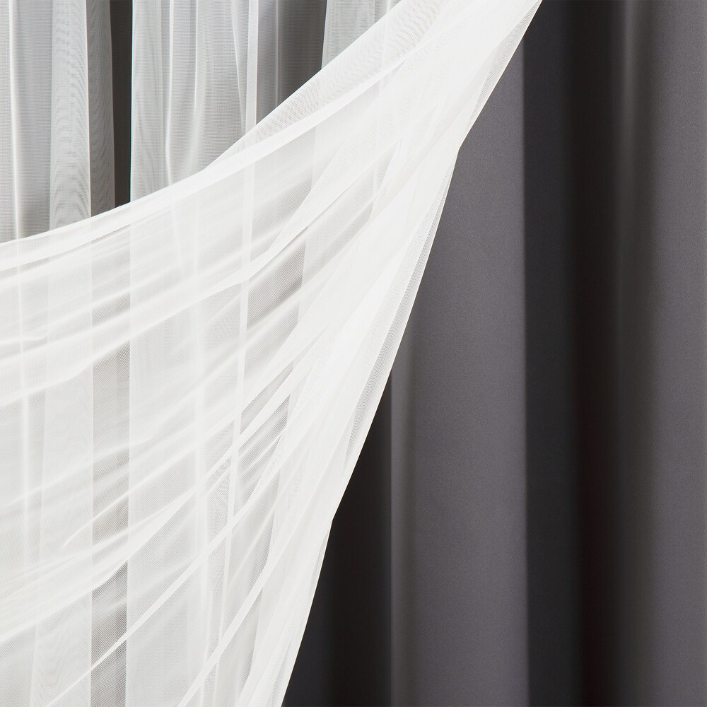 Aurora Home Tulle Sheer with Attached Valance   Blackout Mix   Match