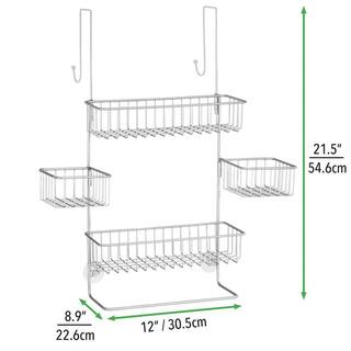 Dracelo Suction Cup Mounted Bathroom Shower Caddy Over the Door Hanging Rack with Soap Dish and Towel Hooks in Chrome B07TCBBF86