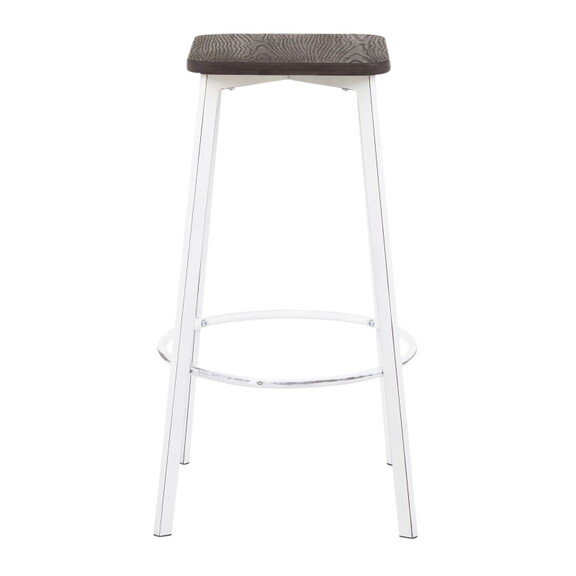 Clara Industrial Square Barstool in Vintage White ...