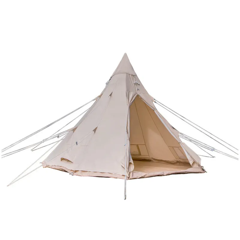 Hot Sale Ultralight Pyramid Tente Outdoor Camping Two Doors Teepee Chimney Hole Waterproof Tipi Tent