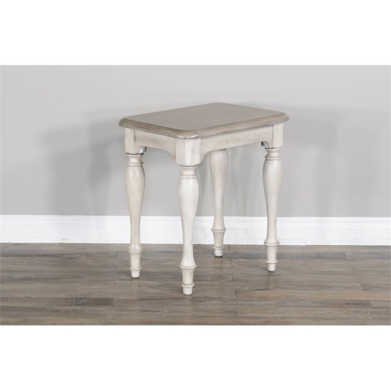 Sunny Designs Westwood Village 16 quotWood Chair Side Table in Off White Taupe   French Country   Side Tables And End Tables   by Homesquare  Houzz