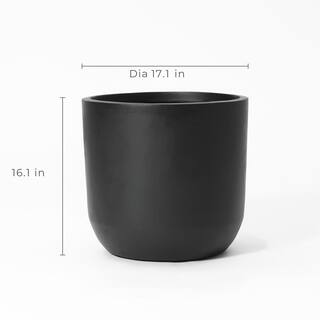 LuxenHome 17.1 in. W x 16.1 in. H Black Ceramic Individual Pot WHPL1976-B