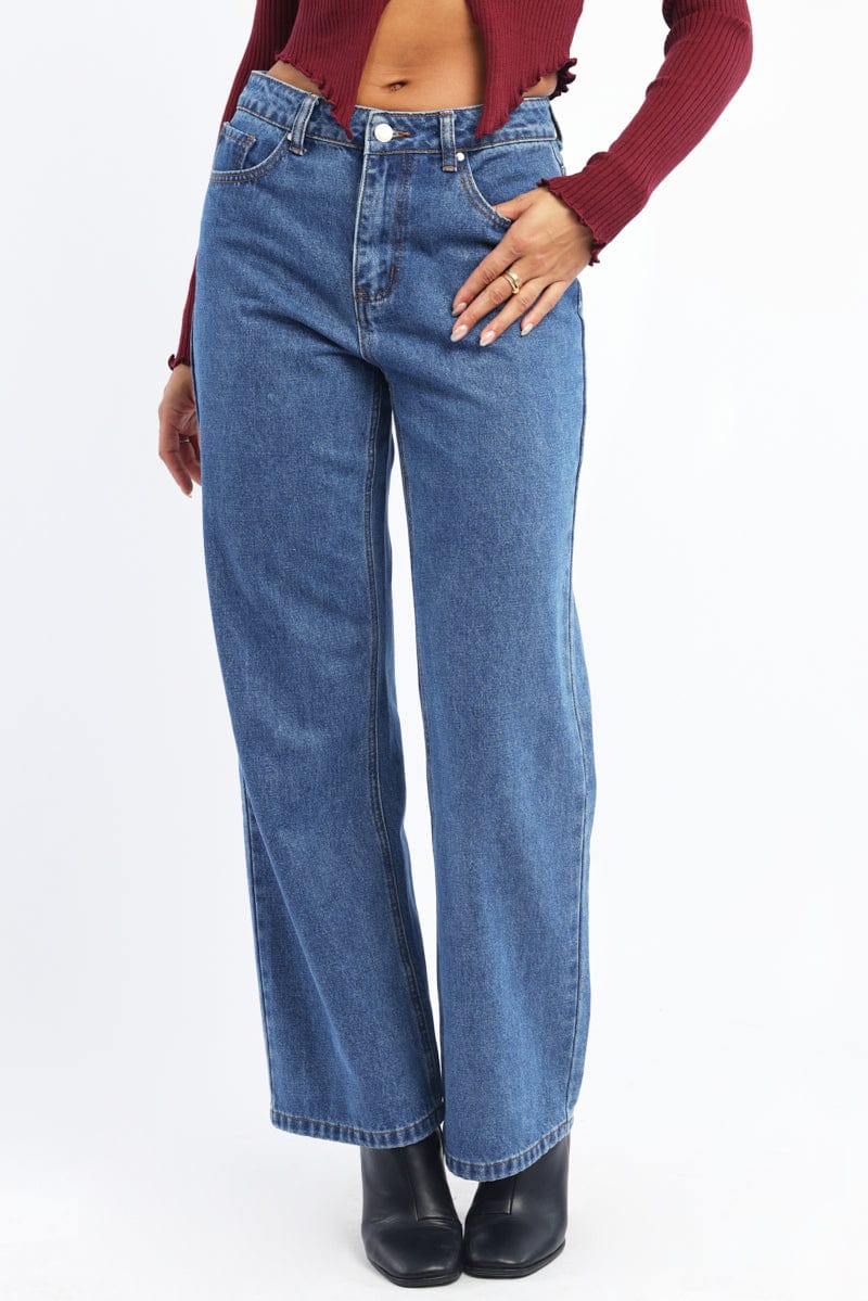 Denim Straight Jeans High Rise