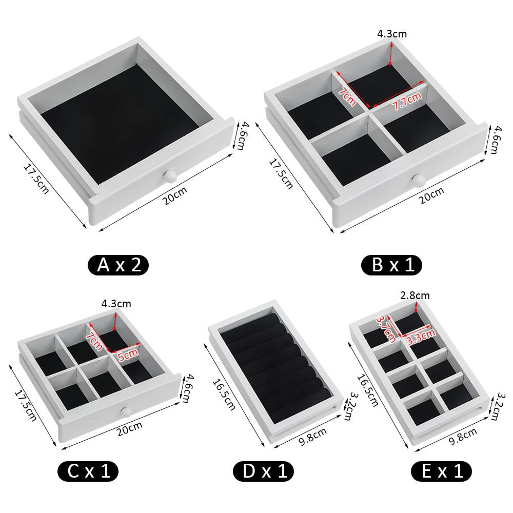 Ktaxon 4-Drawer Mirrored Lockable Jewelry Box Case for Earring Necklace Organizer, White