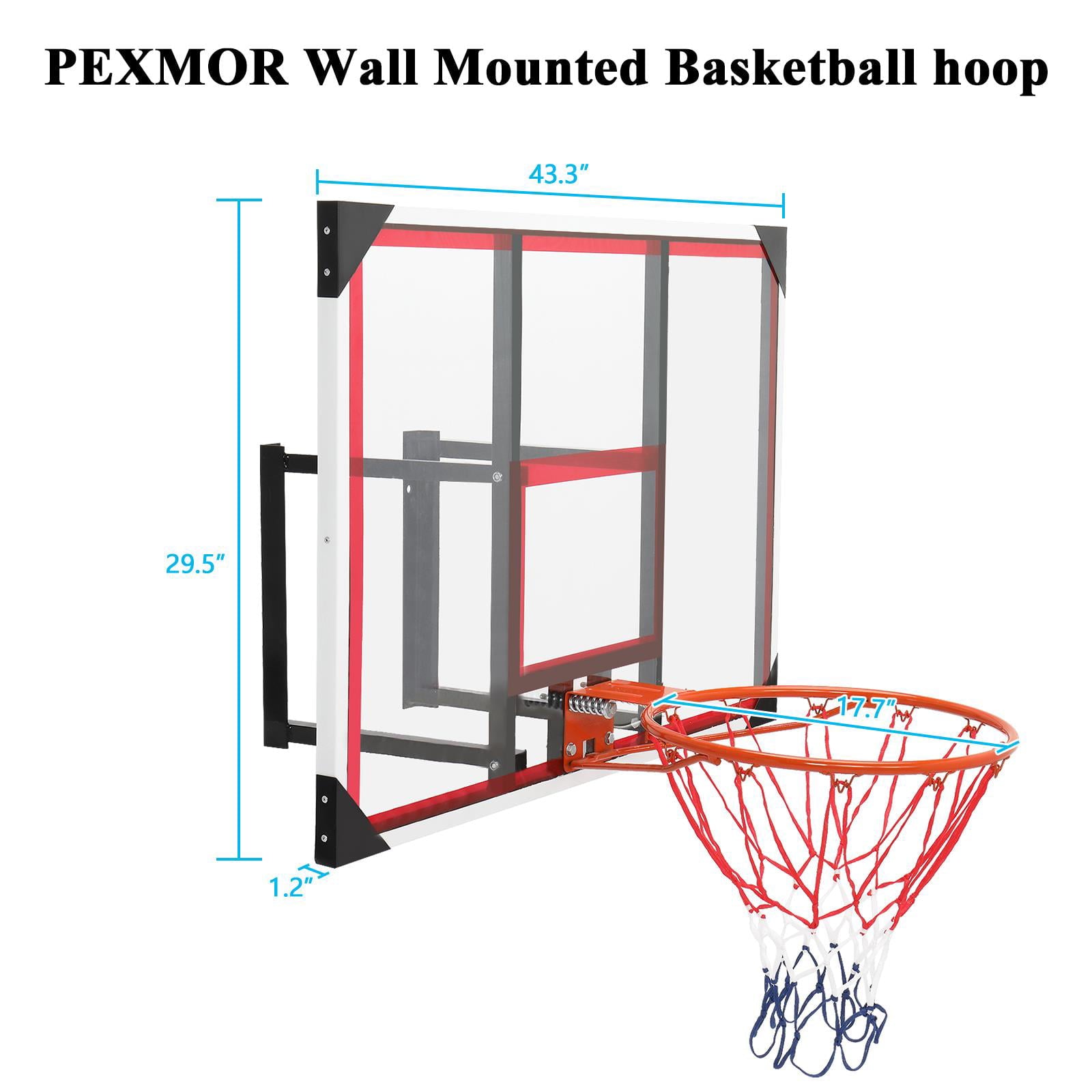 Zimtown Shatterproof Polycarbonate Wall-Mount Basketball Backboard