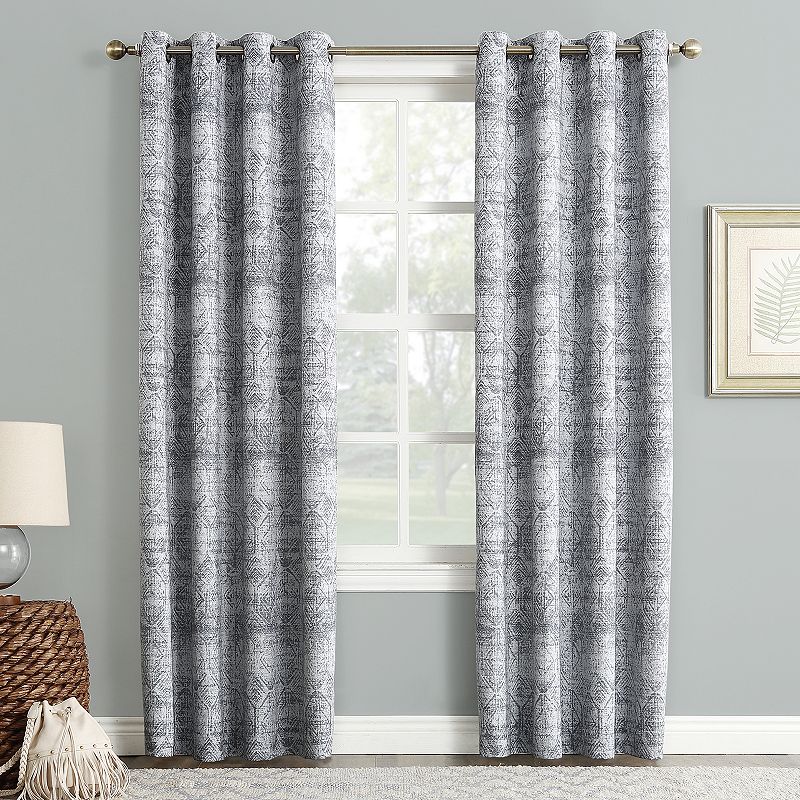 Sun Zero Blackout 1-Panel Darren Distressed Window Curtain