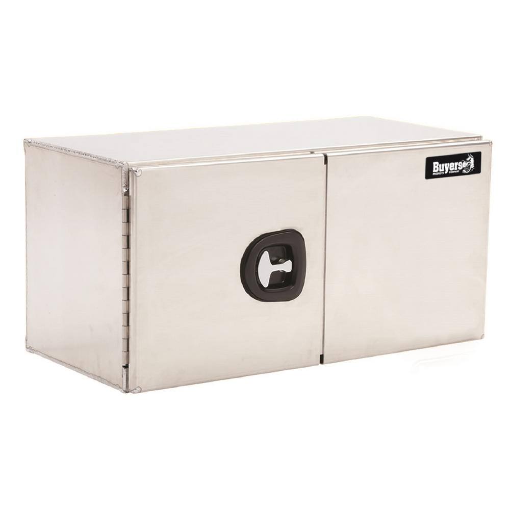 Buyers Products Company 18 in. x 18 in. x 48 in. Smooth Aluminum Underbody Truck Tool Box with Barn Door 1705310