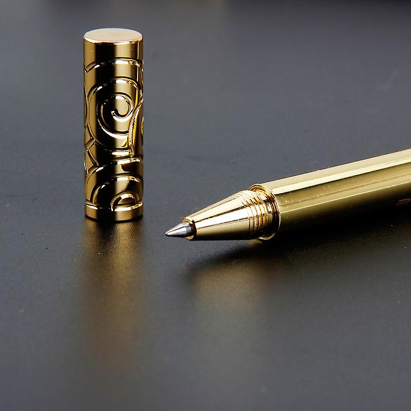 Hand Made Brass Pen Creative Ruyi Golden Cudgel Stationery Metal Neutral Pen Business Retro Gold Signature Pen