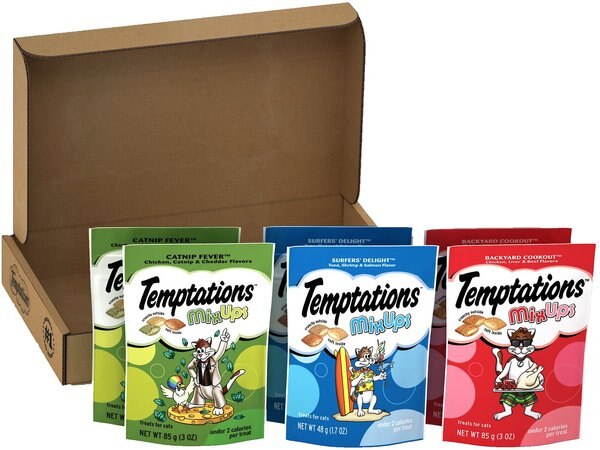 Temptations MixUps Variety Pack Soft and Crunchy Cat Treats， 3-oz bag， case of 6