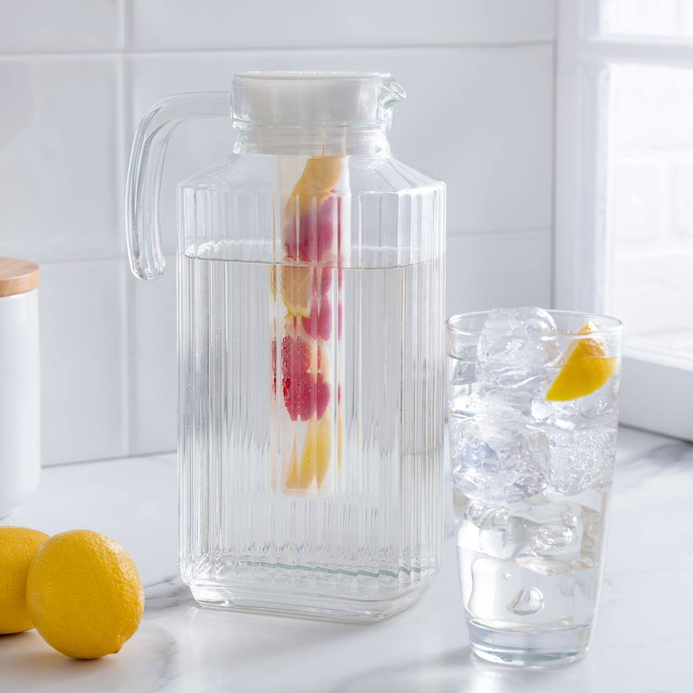 Luminarc Quadro Jug 57.5 oz. with Infuser And White Lid (Set of 1) P0987