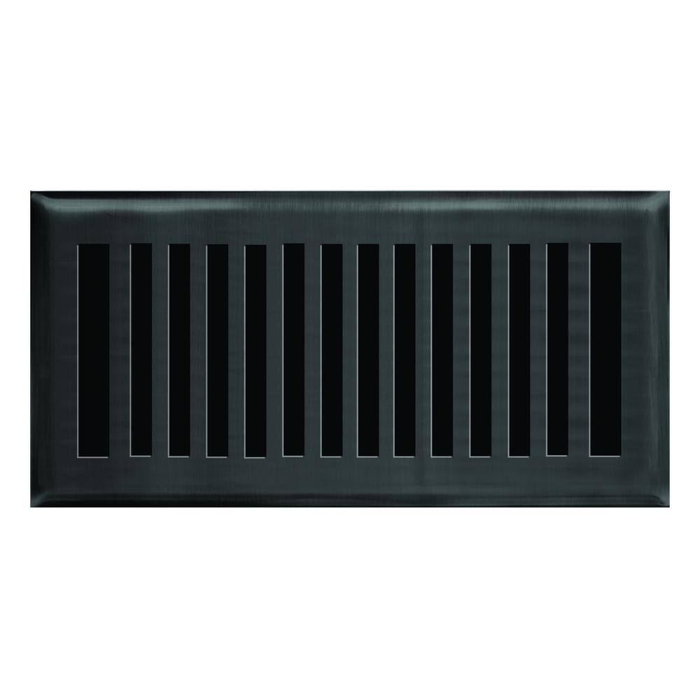 Hampton Bay 4 in. x 10 in. New York Modern Floor Register in Matte Black E1407MB04X10