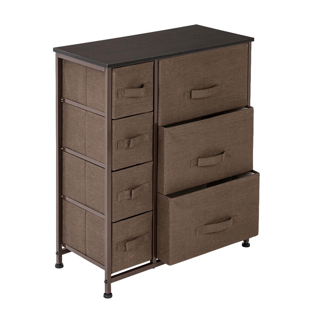 Ubesgoo 7 Drawers Vertical Dresser Storage, Classic Wood Brown