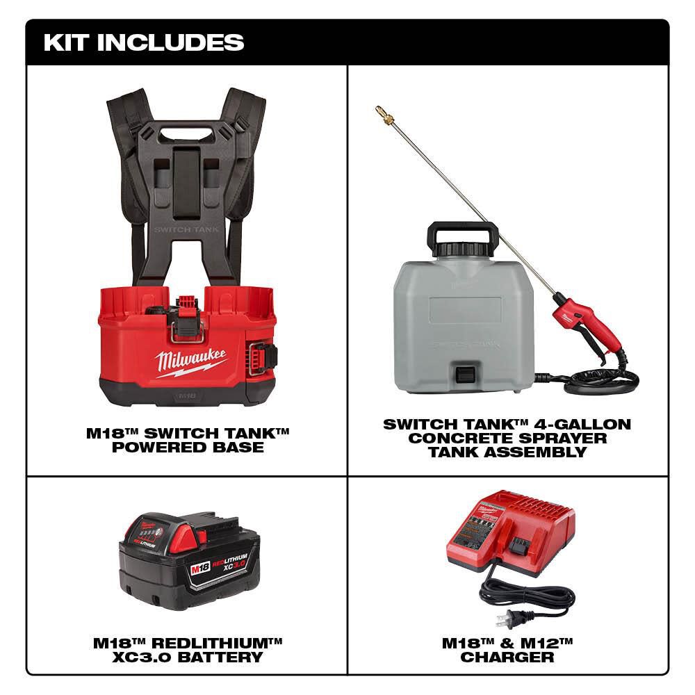 Milwaukee M18 SWITCH TANK 4-Gallon Backpack Concrete Sprayer Kit 2820-21CS from Milwaukee