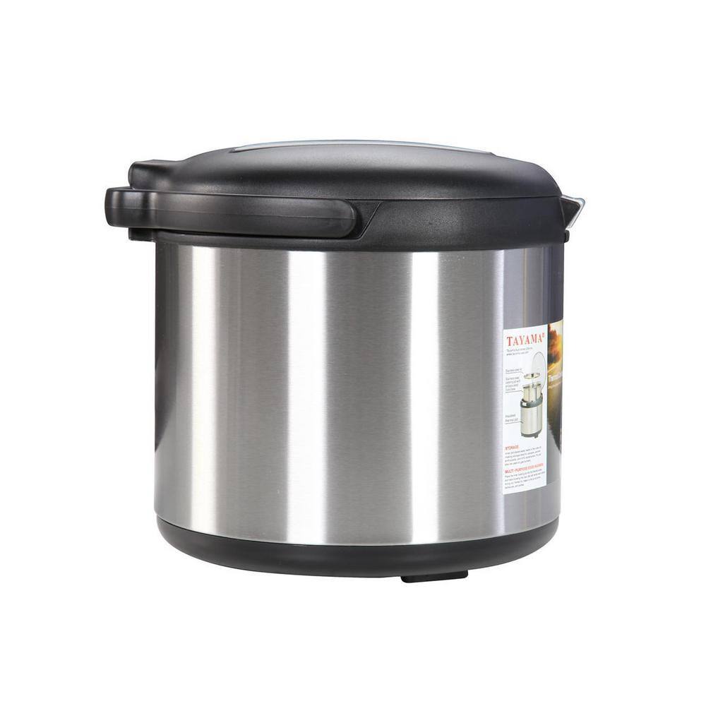 Tayama 7 qt. Stainless Steel Energy-Saving Thermal Cooker Stock Pot in Black TXM-70CFZR