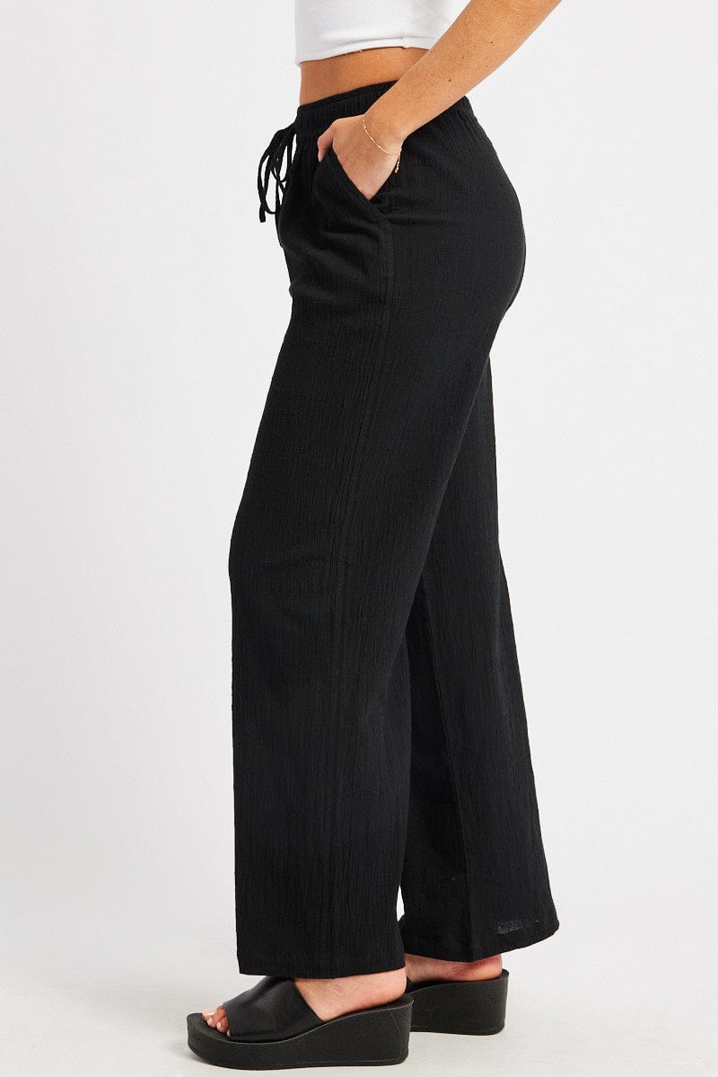 Black Wide Leg Pants High Rise