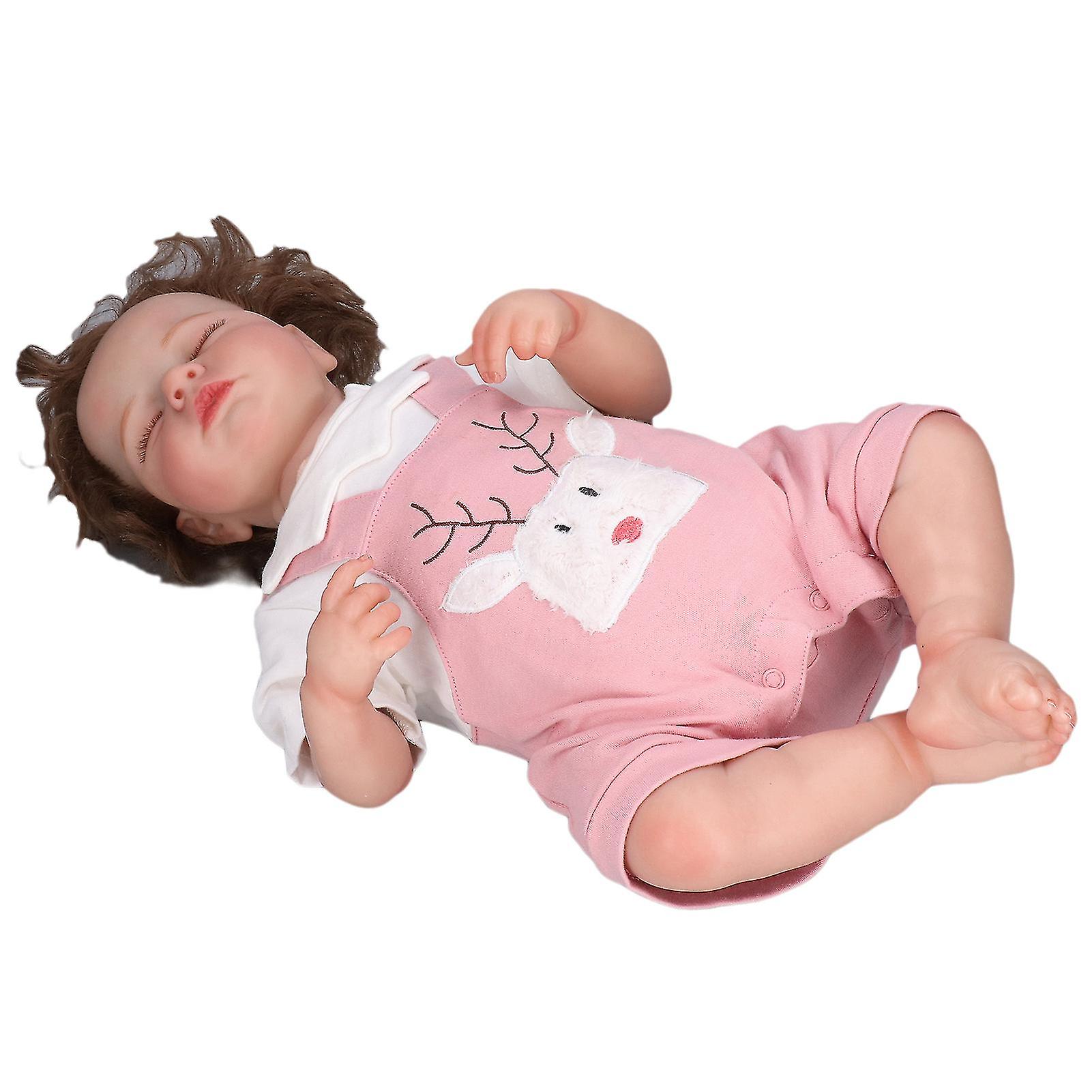 19in Reborn Baby Dolls Soft Silicone Movable Limbs Lifelike Baby Doll Toys with Beautiful Clothes