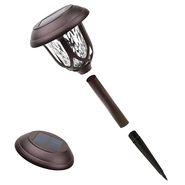 Set Of 2 Outdoor Lumen Solar Powered Pathway Light Stakes Bronze Alpine Corporation
