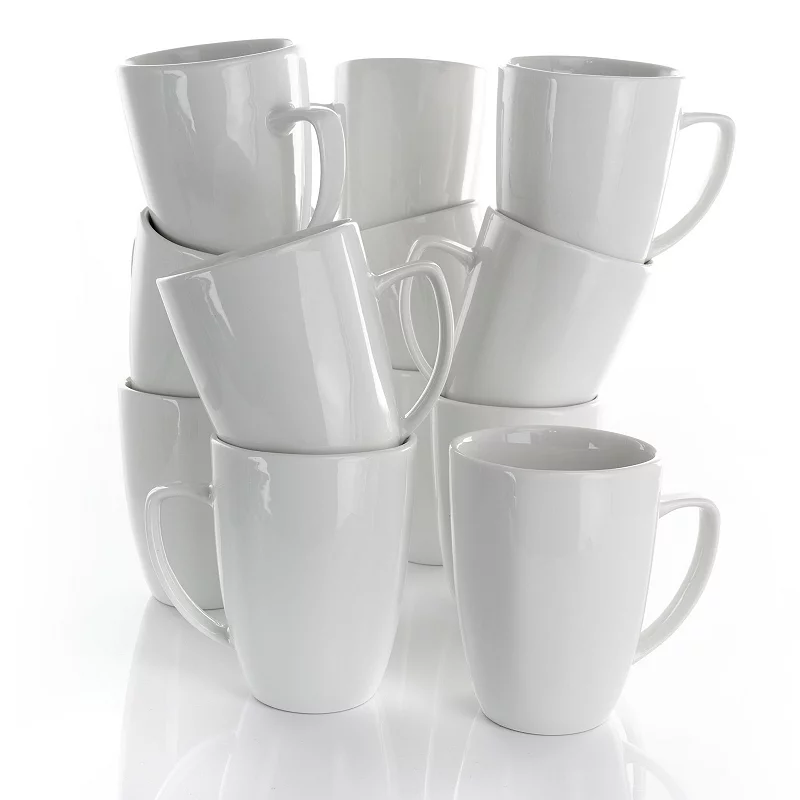 Elama Riley 12 Piece 12 Ounce Porcelain Mug Set in White