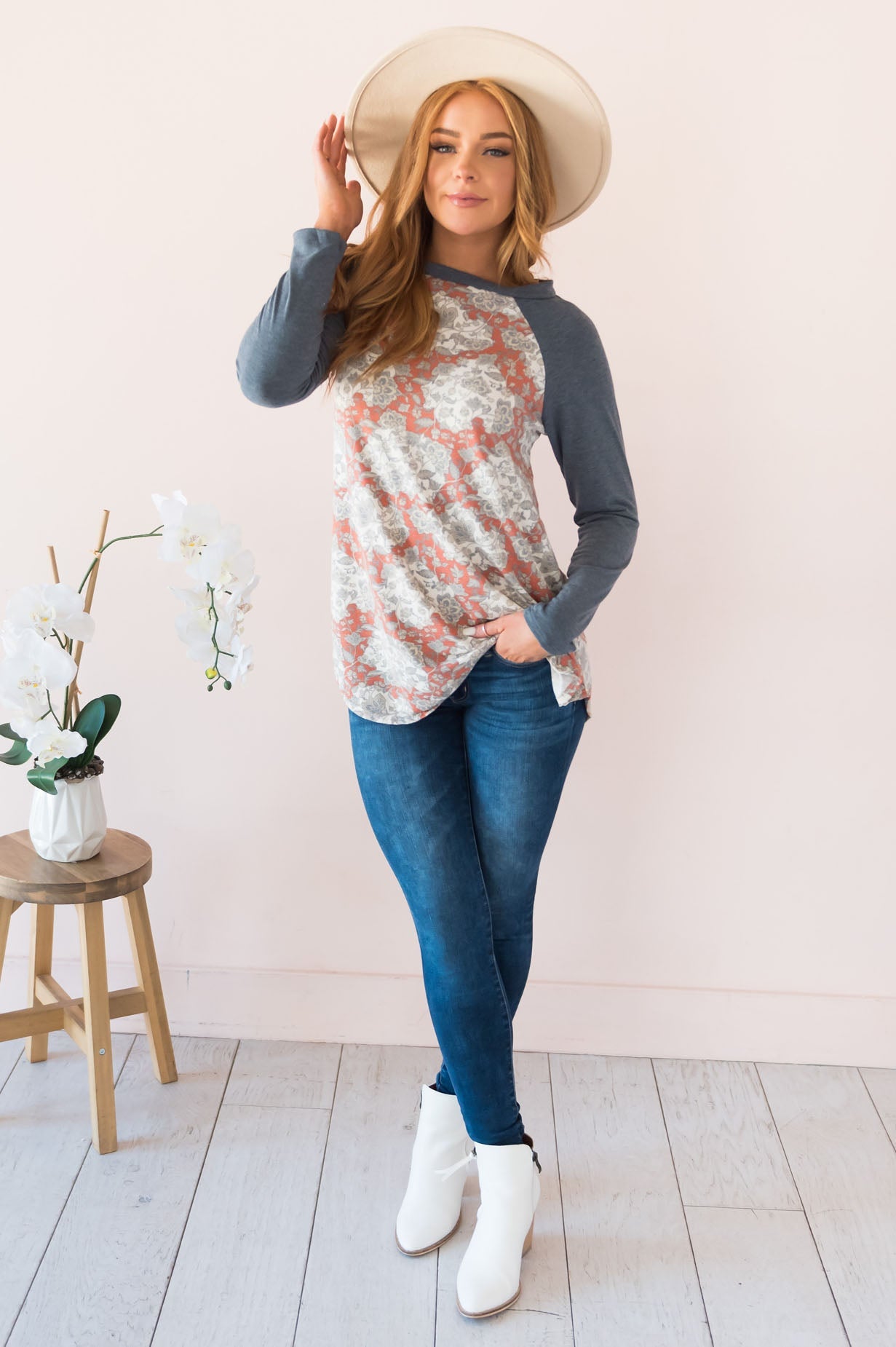 Perfection In Paisley Modest Baseball Tee