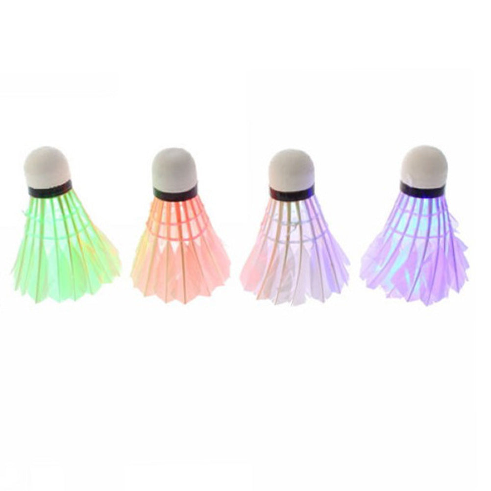 OUNONA 4pcs Novelty Sports Dark Night LED Glowing Light-up Badminton Birdies Shuttlecocks