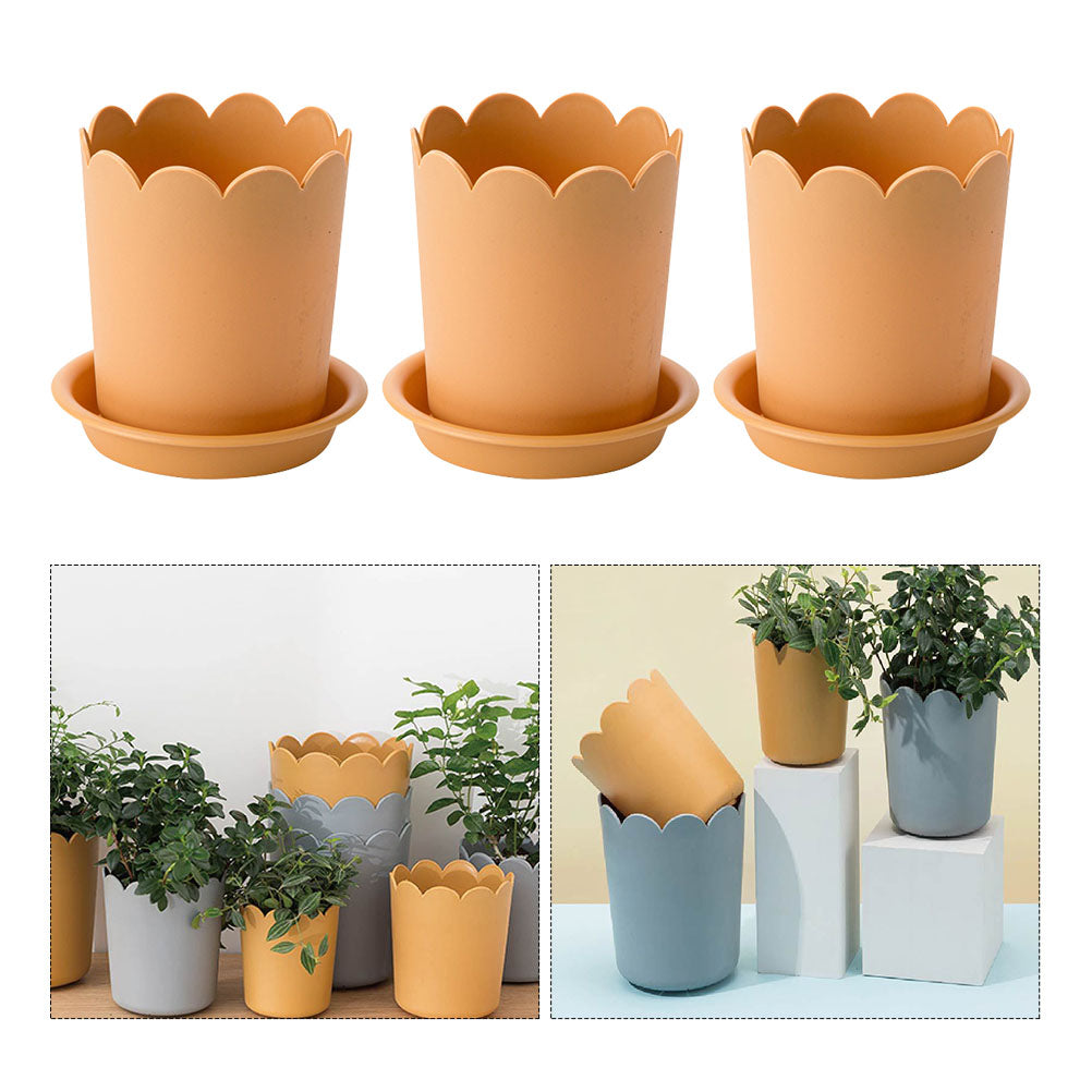 NICEXMAS 3 sets of Plastic Flowerpots Gardening Flowerpots Chinese Rose Nursery Pots