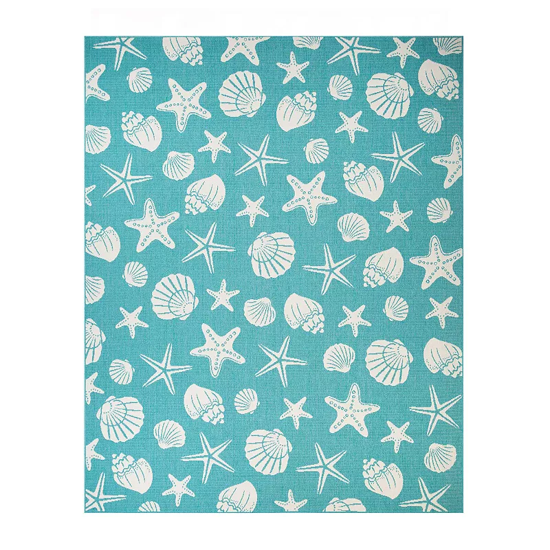 Superior Seashells and Starfish Indoor/Outdoor Area Rug