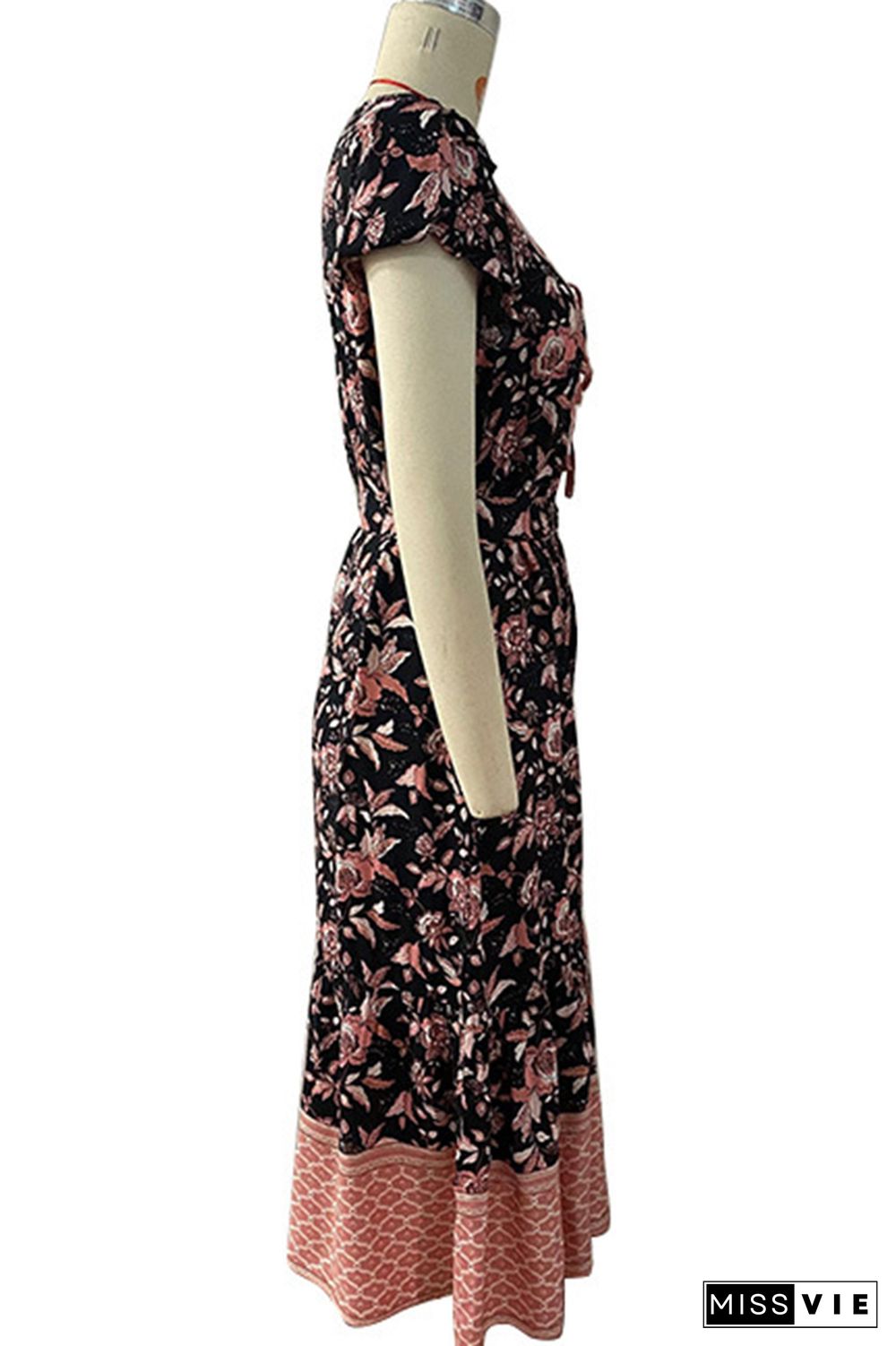 Black Floral Print Sleeveless Dress Wholesale